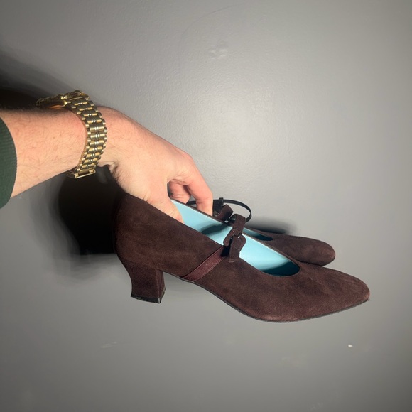 Thierry Rabotin Shoes - Thierry Rabotin Brown Suede Heeled Mary Jane’s Size EU 38.5